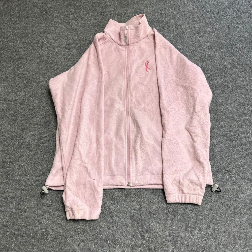 Columbia Fleece Jacket Womens Size L Pink Full Zip Breast Cancer Ribbon XL6868